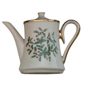 Lenox Holiday Teapot Ornament with Gold Trim 3"